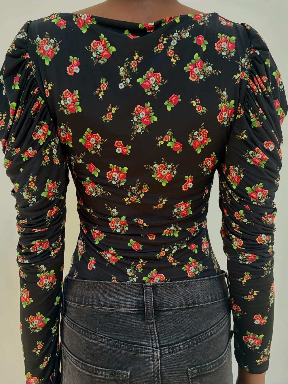 AFRM Floral Ruched Long Sleeve Top - Picture 3 of 8